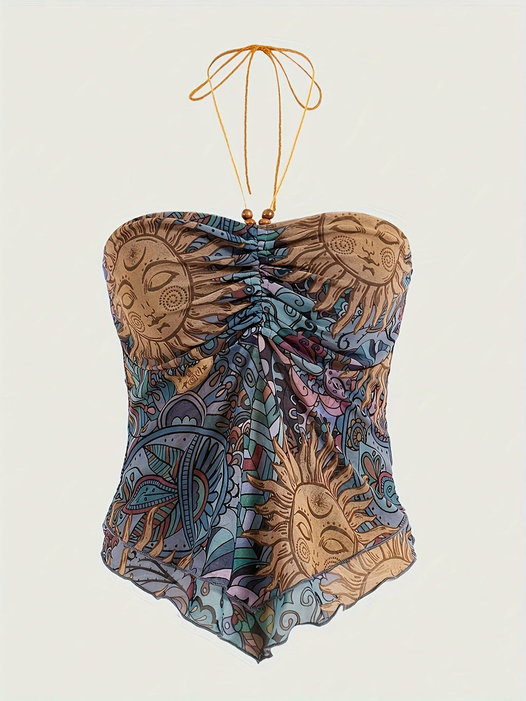 Y2g Mesh Printed Irregular Vest Top
