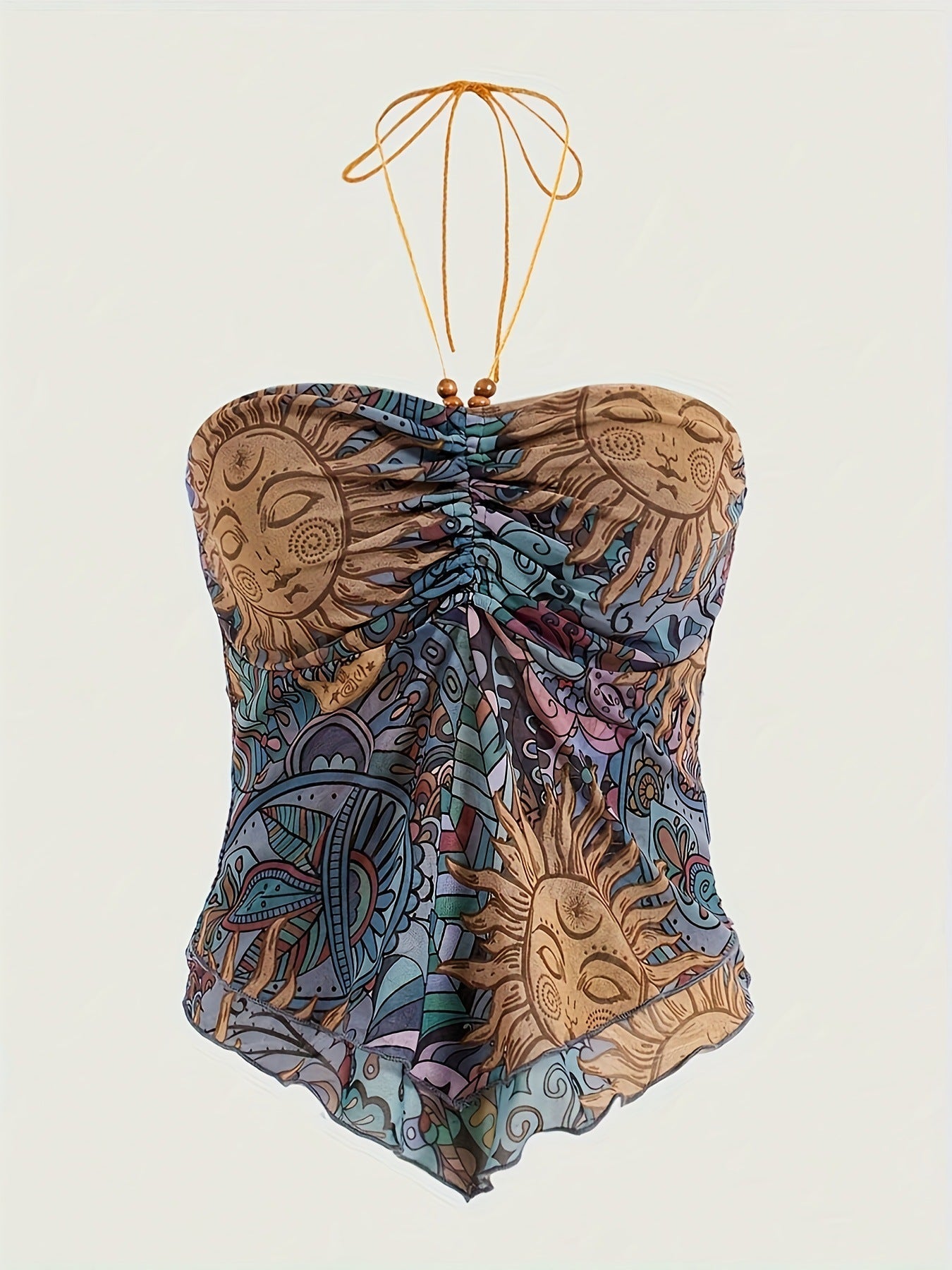 Y2g Mesh Printed Irregular Vest Top