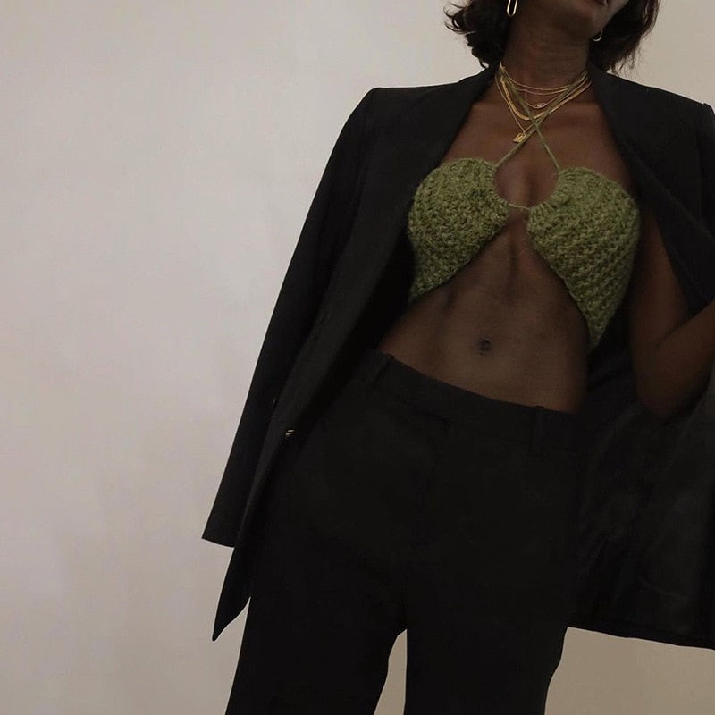 Knitting Sexy Halter Crop Top