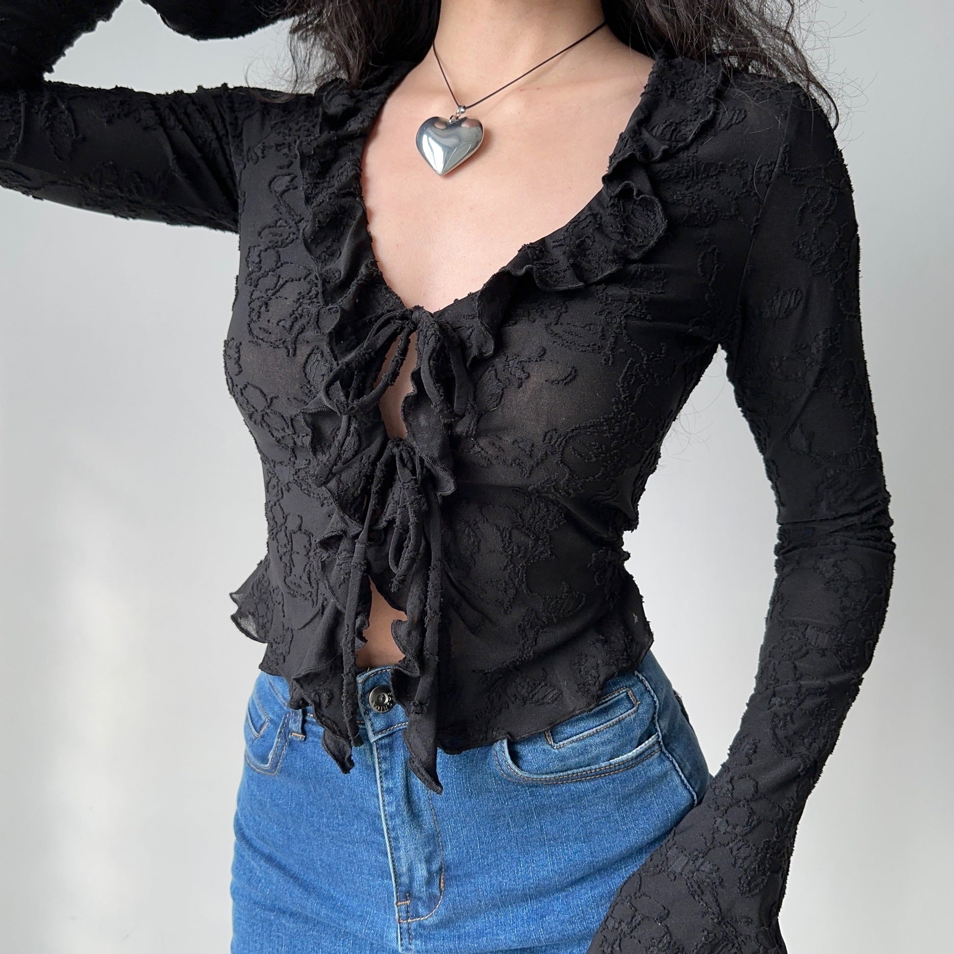 Slim Long Sleeves Cardigan Lace