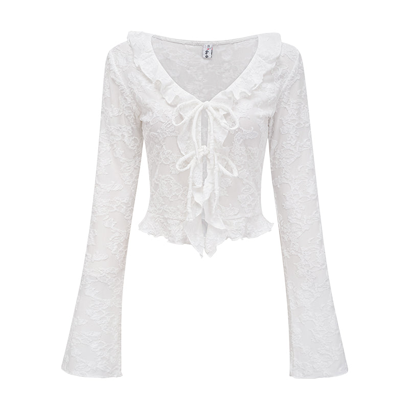 Slim Long Sleeves Cardigan Lace