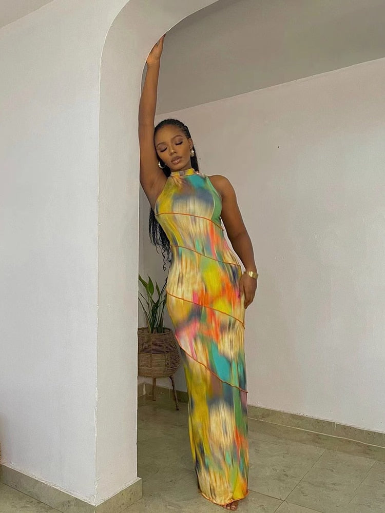 Aesthetic Colorful Tie Dye Maxi Dress Blush Bloom Aesthetic Colorful Tie Dye Maxi Dress Blush Bloom