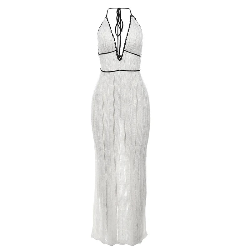 Sexy Elegant Lace Up Halter Dress