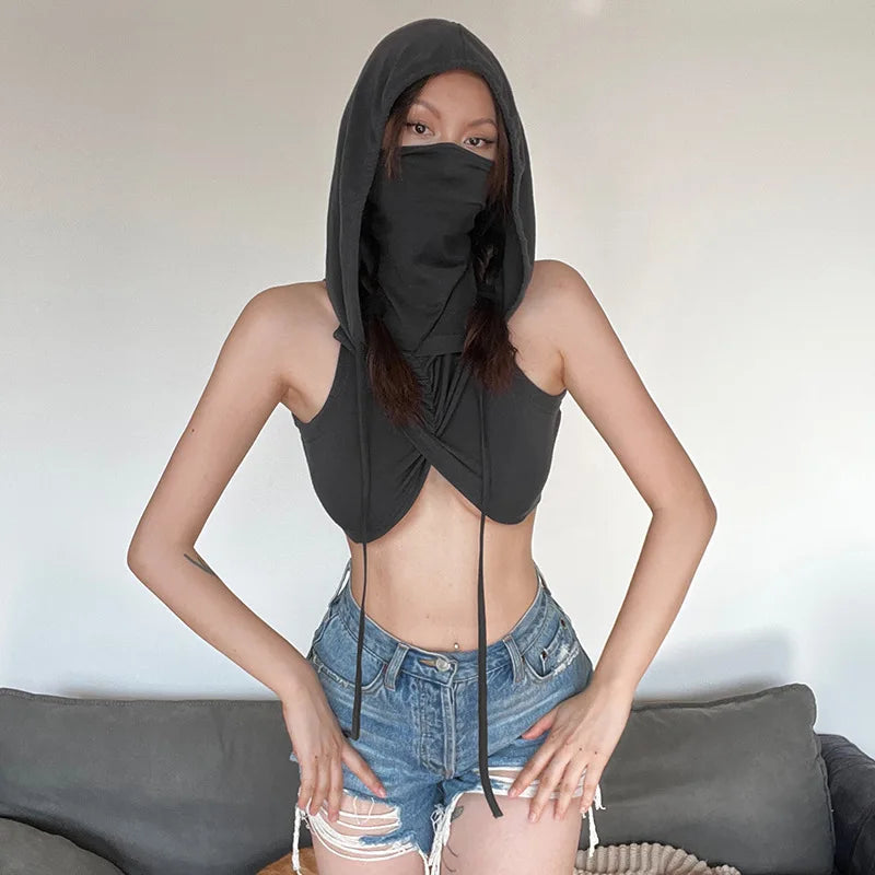 Shadow Vibes Hooded Crop Vest