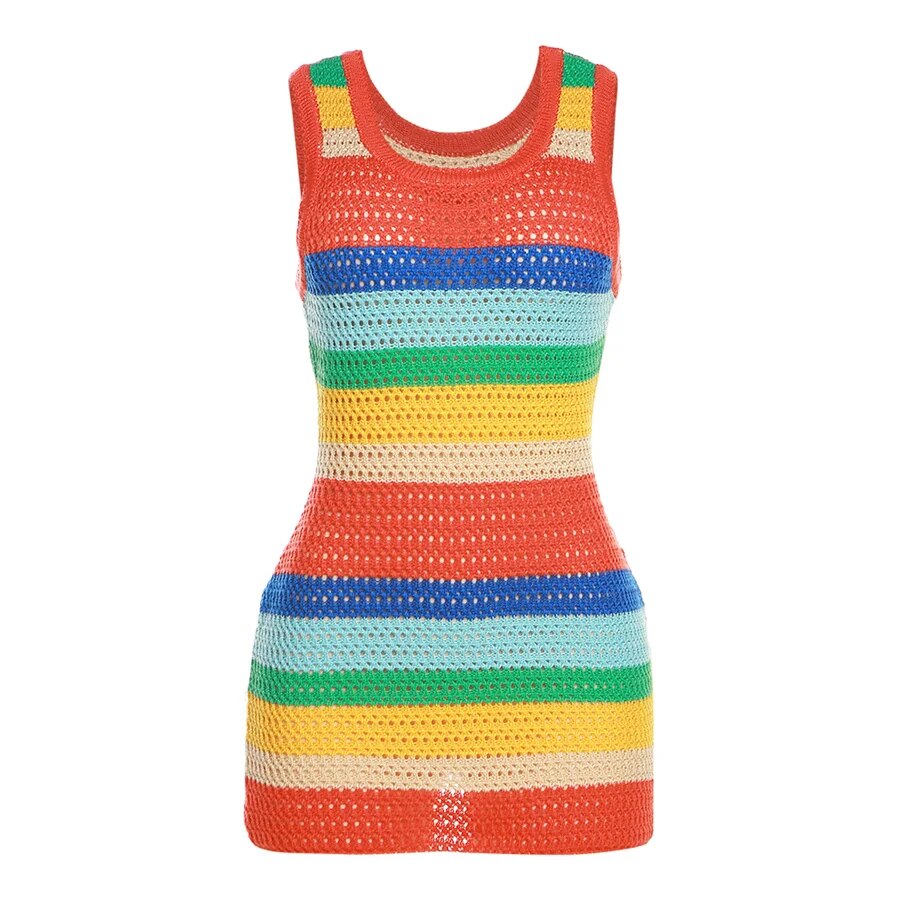 Hervlica Knitted Patchwork Mini Dress