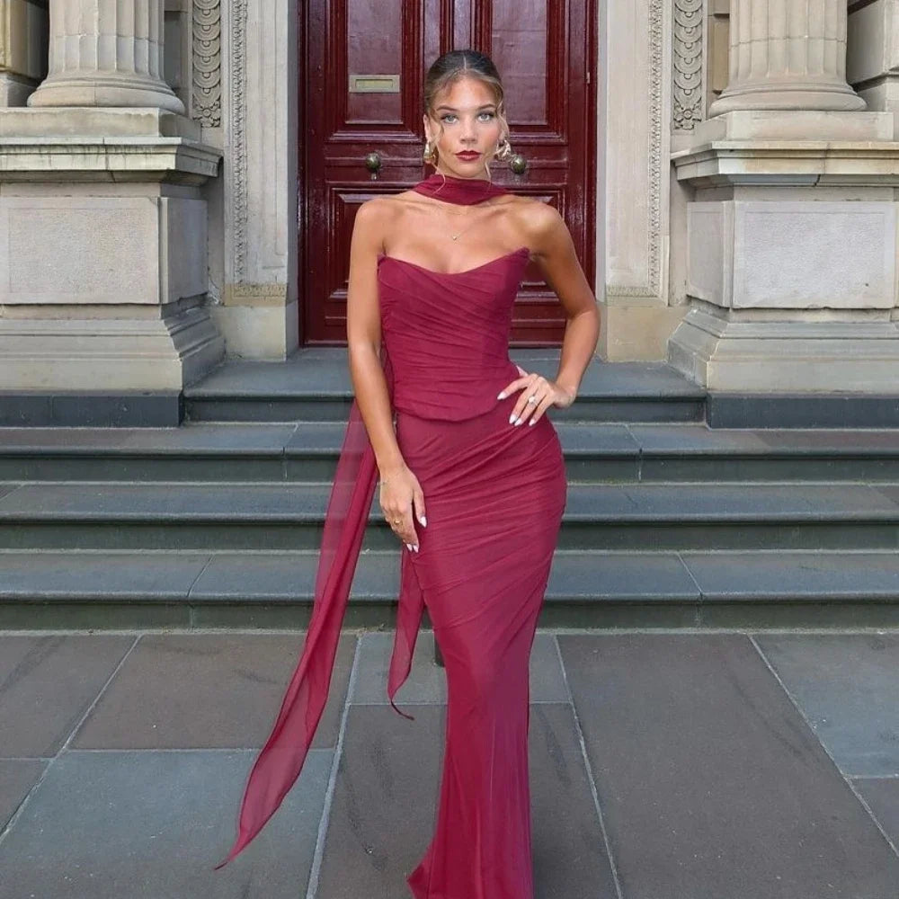 Cropped Top Long Dress Set
