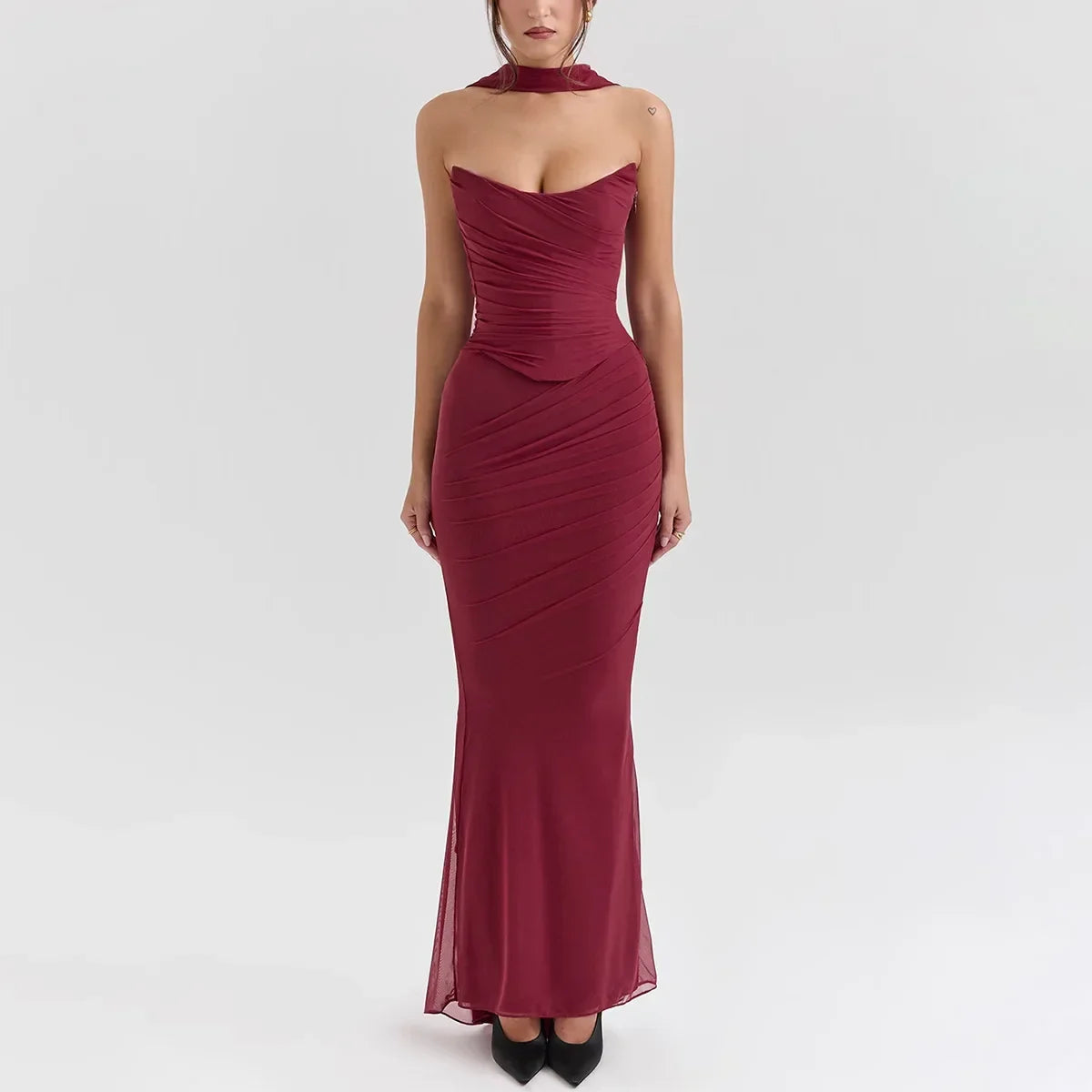 Cropped Top Long Dress Set