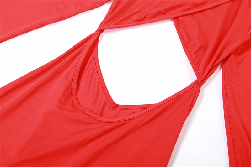 Elegant Red Cut Out Maxi Dress
