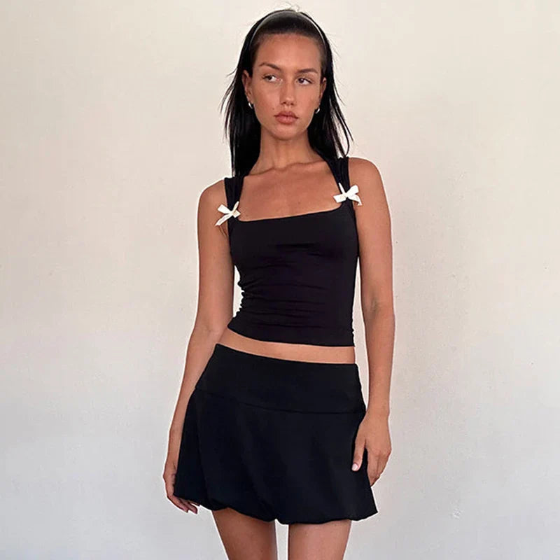 Y2K Bow Tie-Up Tank Top