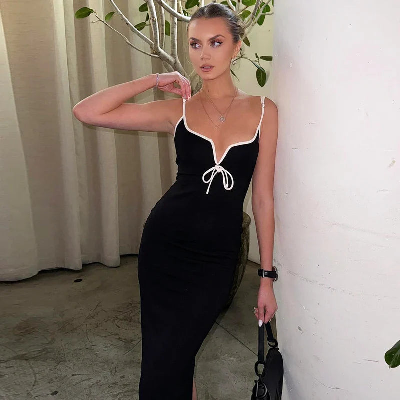 Elegant Lace-Up Maxi Dress