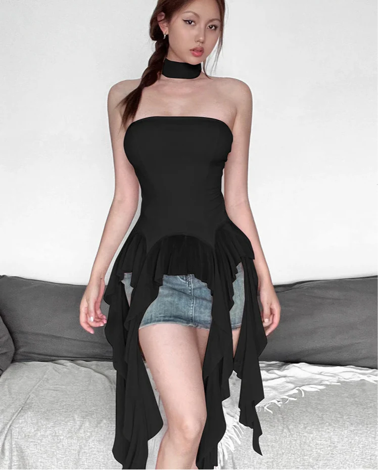 Laced Up Strapless Crop Top
