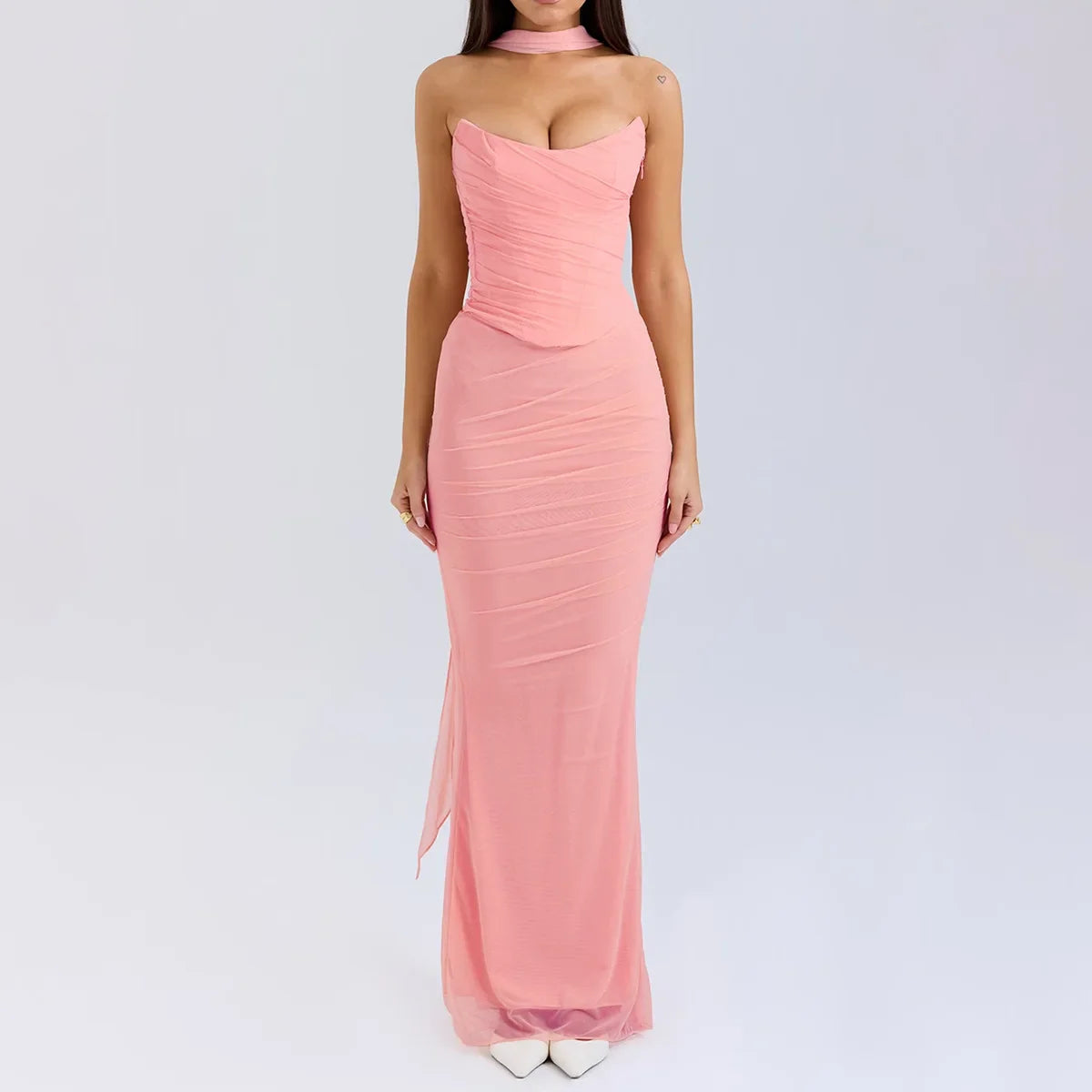Cropped Top Long Dress Set