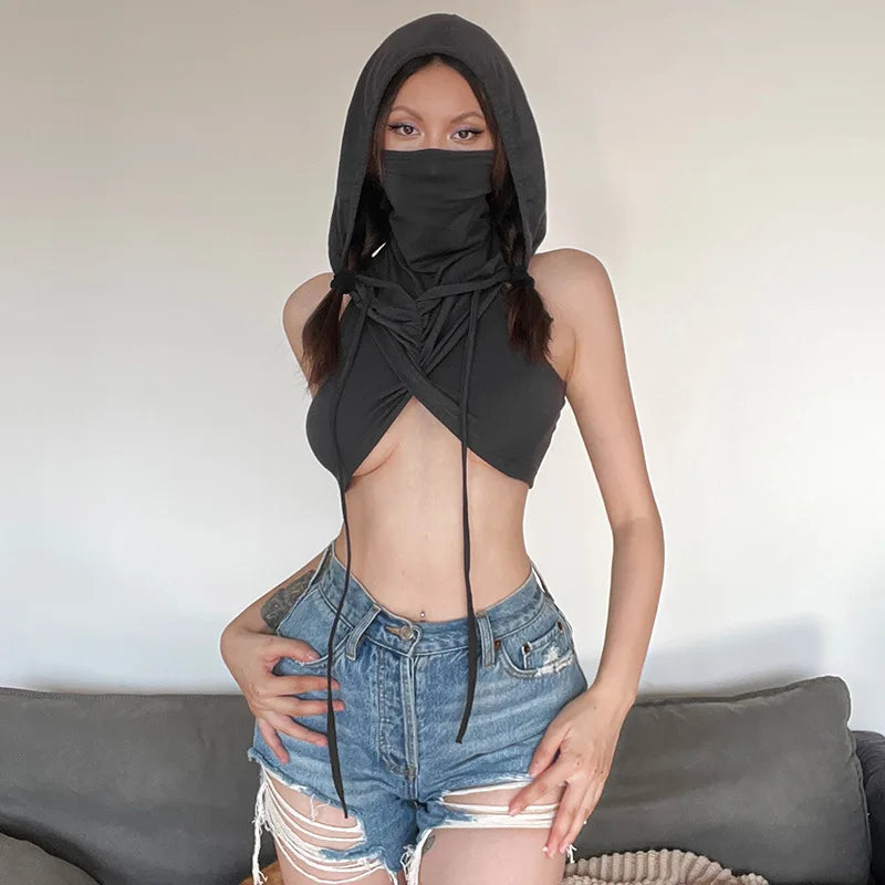 Shadow Vibes Hooded Crop Vest