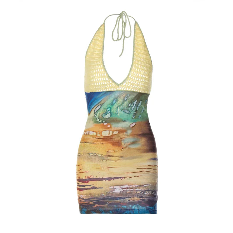 Scenic Lace-Up Mini Dress