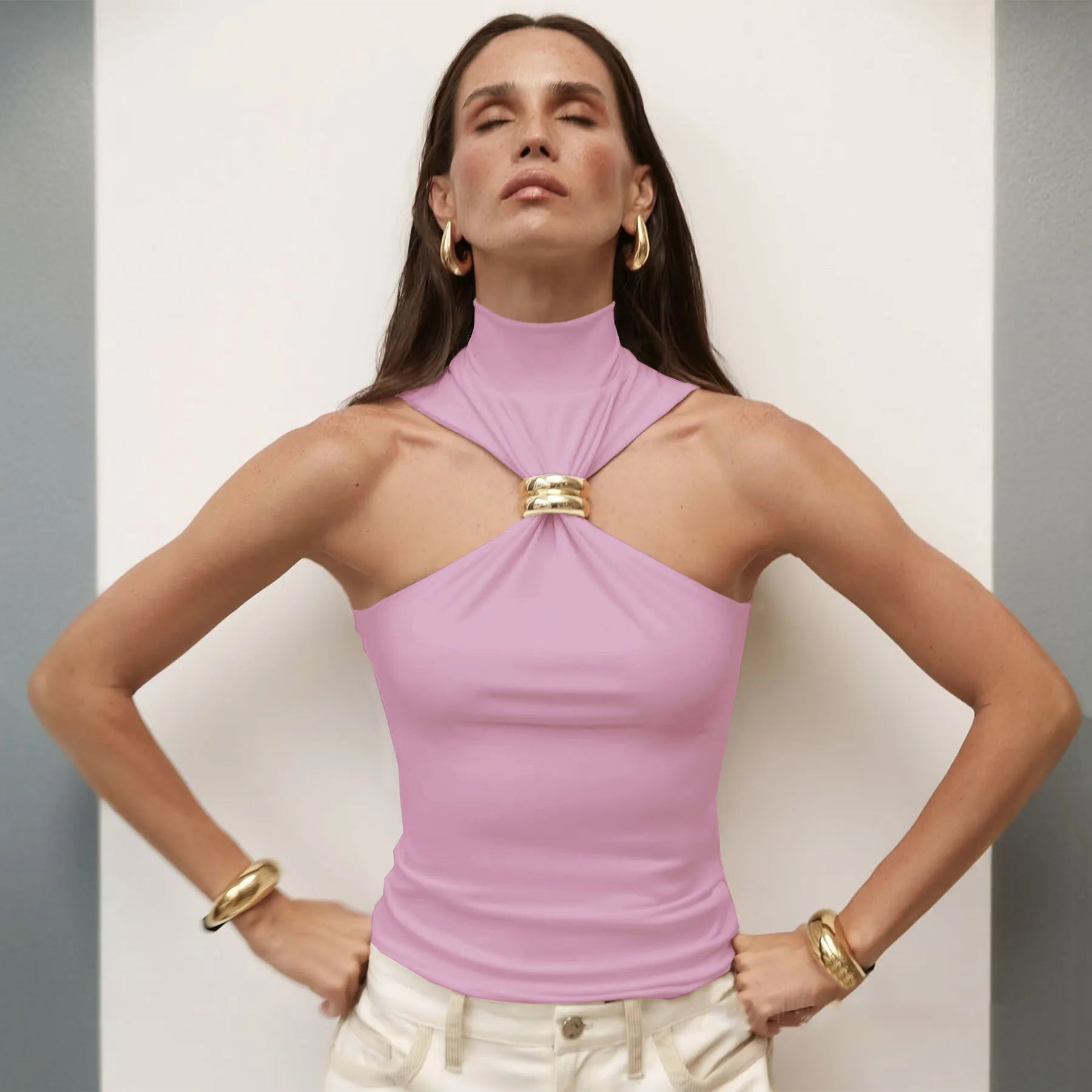 Turtleneck Skinny Knit Crop Top