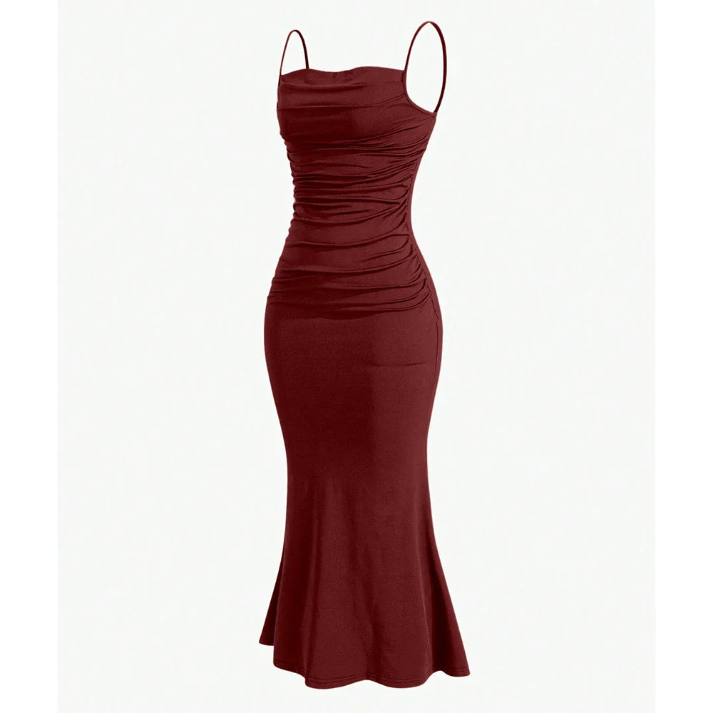 Strap Mermaid Hem Maxi  Elegant Dress