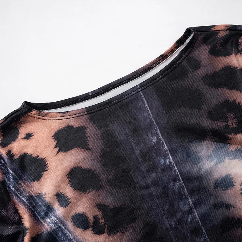 Hervlica Leopard Print Slim Y2K Dress