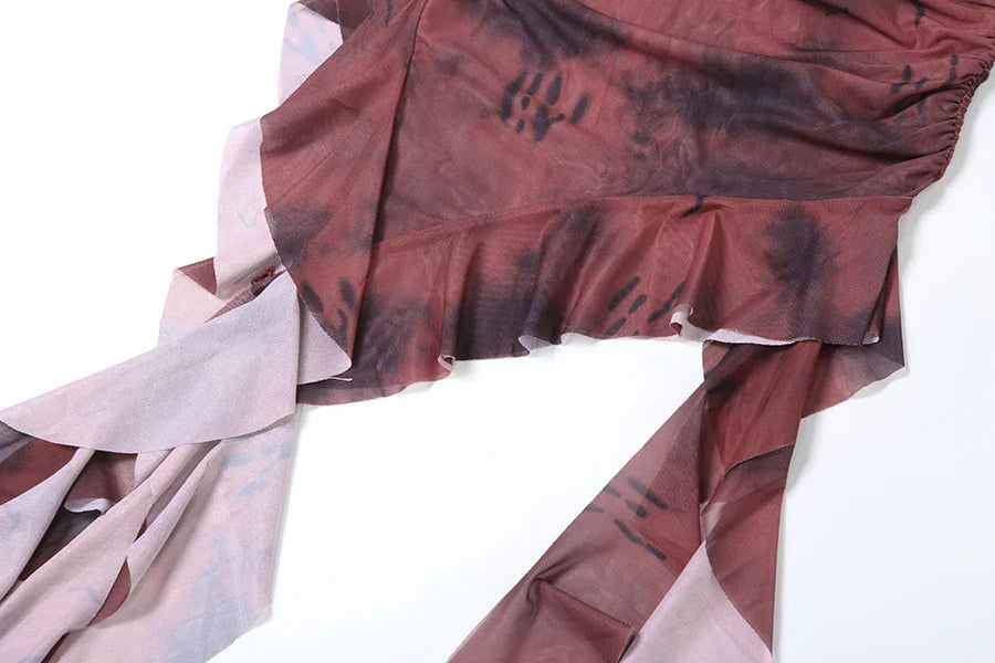 Retro Ruffle Gradient Mini Dress