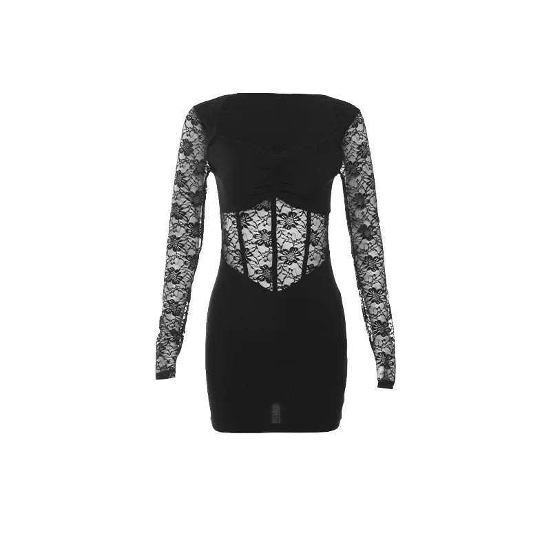 Midnight Lace Corset Mini Dress