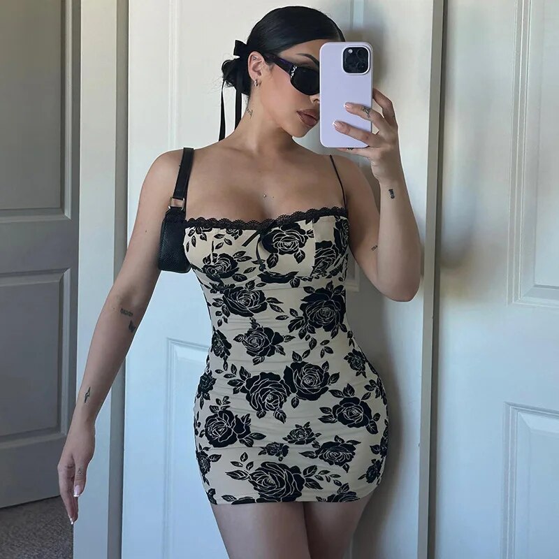 Hervlica 90S Vintage Florals Print Dress