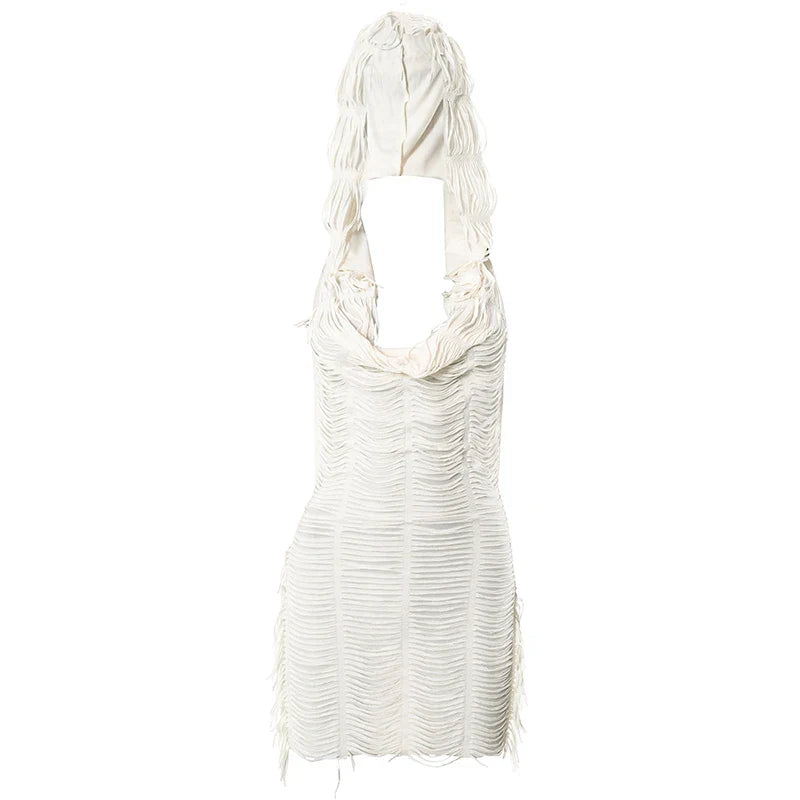 WMC Elegant White Hooded Dress