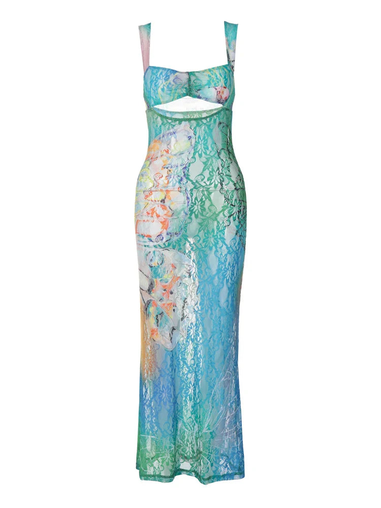 Laced Up Cutout Maxi Dress