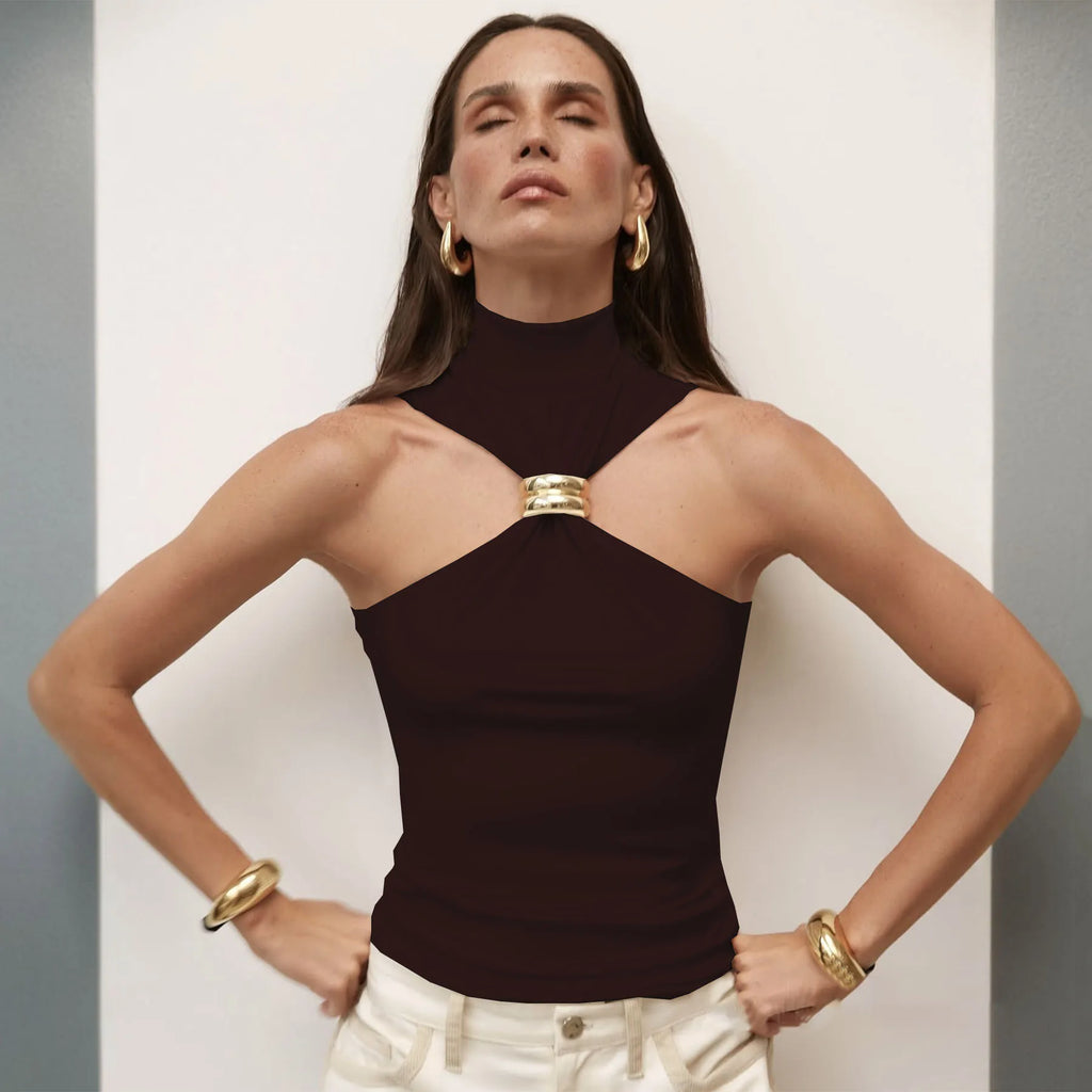 Turtleneck Skinny Knit Crop Top