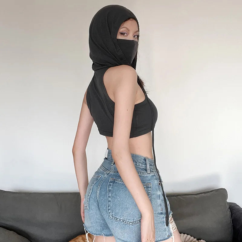 Shadow Vibes Hooded Crop Vest
